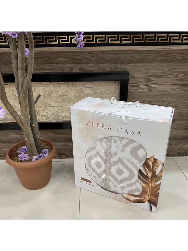Zebra Casa / Ikat Bej Покрывало наволочки с кружевомYesil